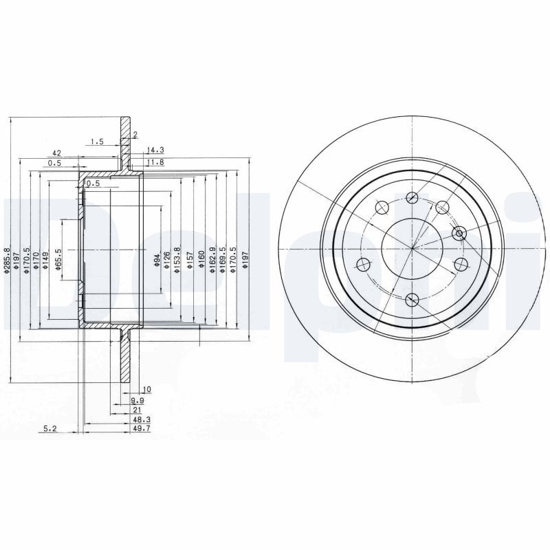WBD1186 Fren Diski Arka Duz 5 Bjn 285,7x9,9x65,5x69,3 Opel Vectra B 2.0i 1995-2003 / Vectra B 2.5 V6 1995-2003