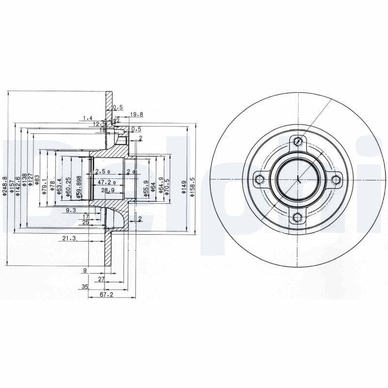 BRE-08.9512.17 Fren Diski Arka With Bearing Kit Peugeot