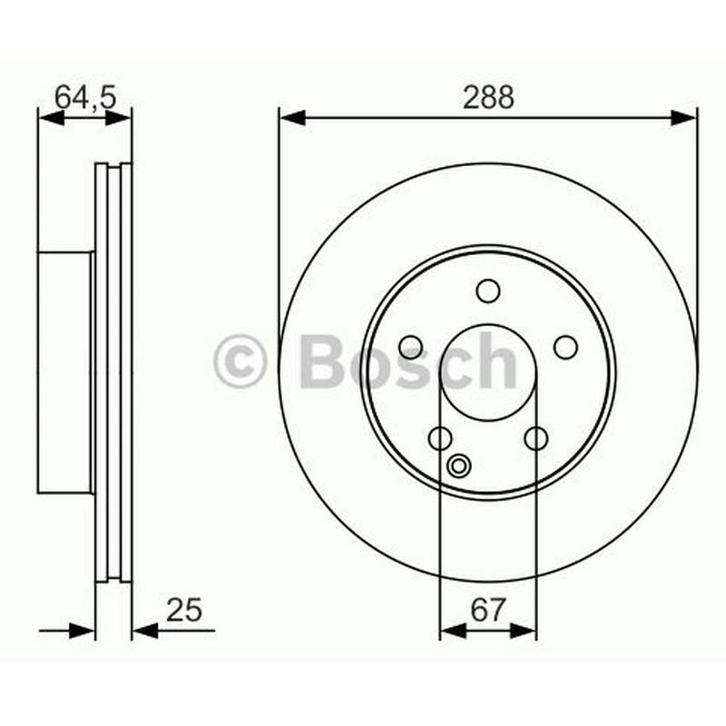M2063VR Fren Diski On Havali Kaplamali Mercedes C Serisi (S204) C 180 Cdi 5 Bijon 288x25x67x64,5 2007-