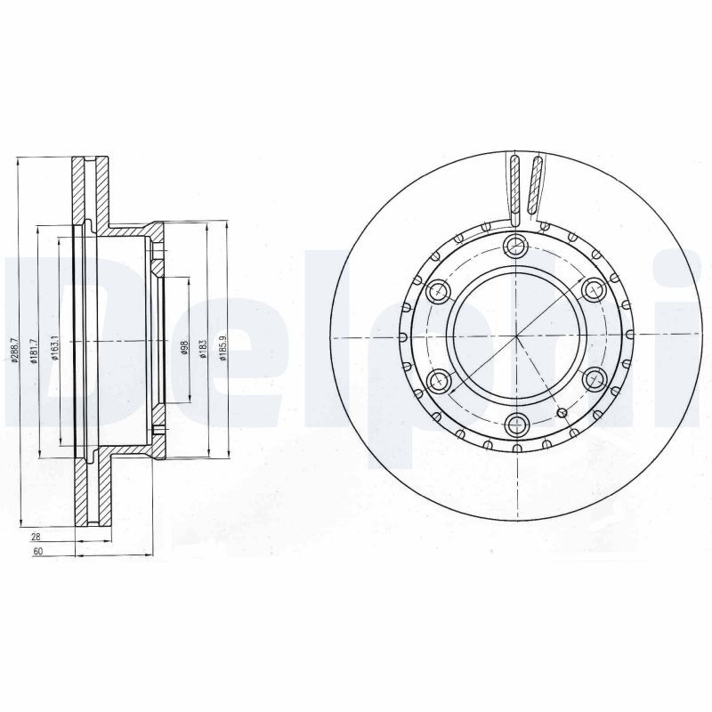 BRE-09.B622.10 Fren Disk On Hava Kanalli 288,5-6 ( Ford  Ranger 4×4 02/ / Mazda  Bt50 06-/ 4×4 / B2500 96-06 )