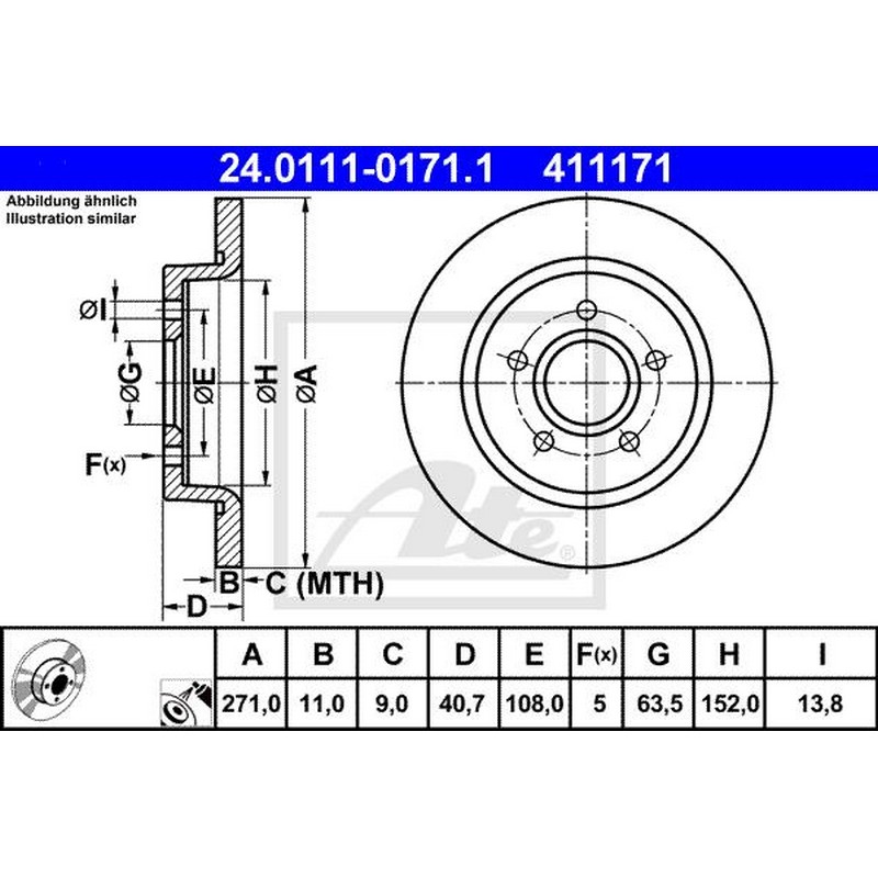 BRE-08.A725.1X Fren Diski Arka Xtra Ford