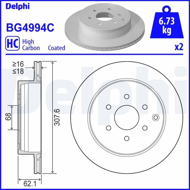 DEL-BG4994C Fren Disk Arka Havali-(308-6)-(Nissan  Pathfinder 2006// / Mercedes 470 Arka X Clas) Takim