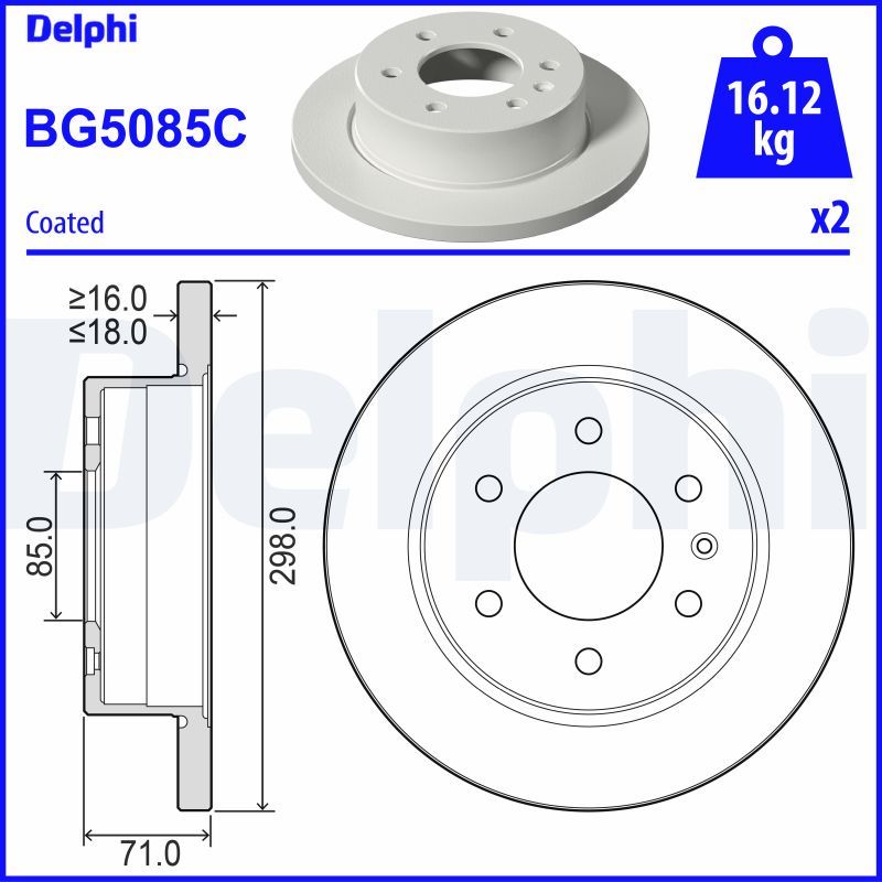 DEL-BG5085C Fren Diski ( Mercedes W907-W910 Sprinter Arka ) Takım