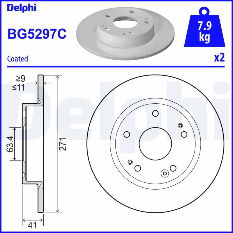 WBD1407 Fren Diski Arka Havali 5 Bjn 271x11x63,6x40,6 Ford Focus Iv 1.5 Ecoboost 2018- / Focus Iv 1.5 Ti-Vct 2018-