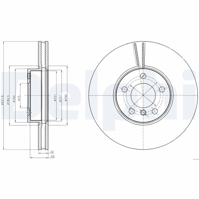 B2050VR Fren Diski On Havali Kaplamali Bmw X5 (E70) 3.0 D 5 Bijon 332x29,9x75x62,1 2007-2012