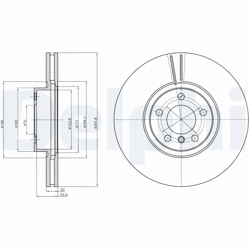 B2040VR Fren Diski On Havali Kaplamali Bmw X5 (E70) 3.0 D 5 Bijon 348x30x75x62,1 2007-2012