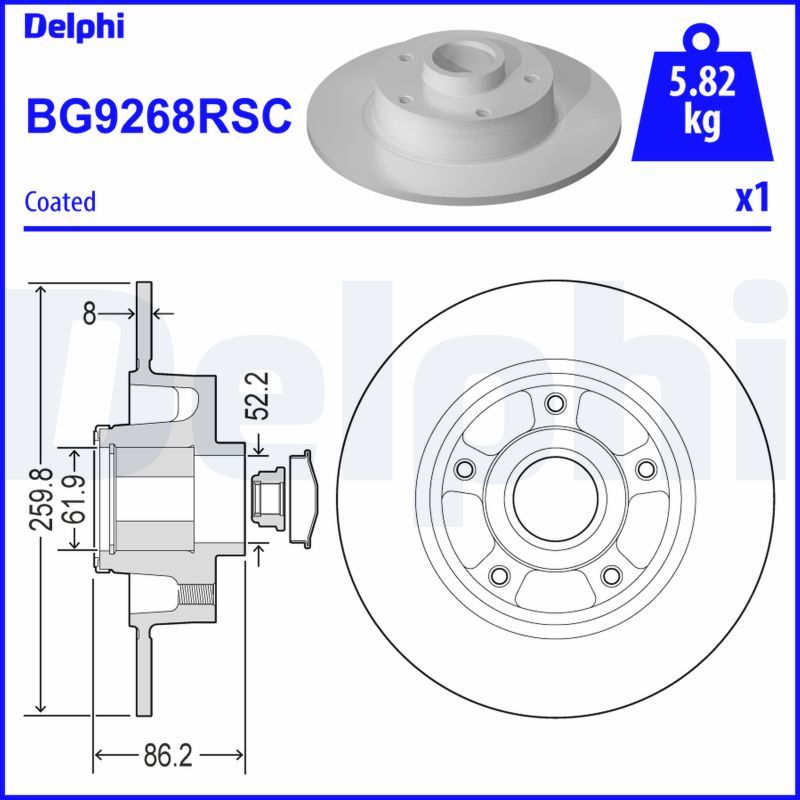MAİS 432027412R Arka Fren Diski Renault Megane Iv 15> (Diş Cap: 260 Mm K:86 Mm 5 Delik)