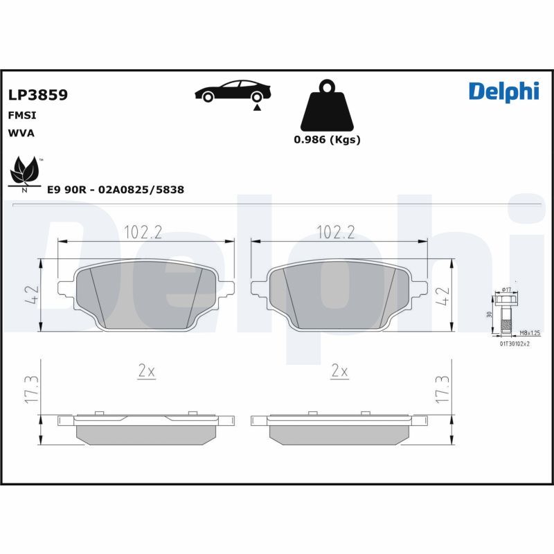 DELPHI LP5093EV Arka Fren Balatasi Nissan Townstar 2022/03>