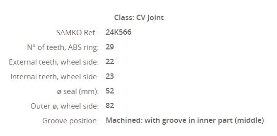 OP-1041A Aks Kafasi Sol-Sag On Dis Opel Corsa C 1.7 Dti Kalin Freze Absli 29 Dis 22x23x52 Uzunluk 158,6 Mm 2000-2006