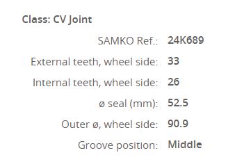 OP-1055 Aks Kafasi Sol-Sag On Dis Opel Astra H 1.9 Cdti  33x26x52,5 Uzunluk 159,5 Mm 2004-2010