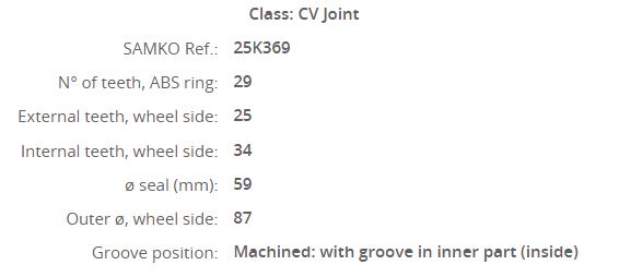 VEKA CT-1017A Aks Kafasi Sol-Sag On Dis Peugeot Partner (5,5f) 1.9 D Absli 29 Dis 25x34x58,4 Uzunluk 135 Mm 1996-2008