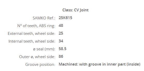 PE-1005A Aks Kafasi Sol-Sag On Dis Peugeot Partner 1.6 Hdi Absli 48 Dis 25x34x58,5 Uzunluk 134 Mm 2008-