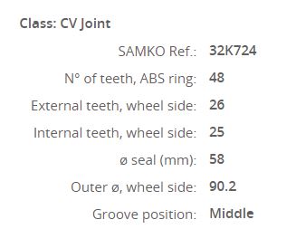 MGA-70485 Aks Kafa Dis (Absli) - ( Toyota  Corolla 03/07 - Corolla 13/ 1.4 D4d Dizel / Avensis 02-08 2.0-2.0d ) (26x25x58xabs-48)