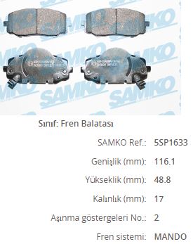 1682314680 Fren Balatasi Ön Gdb3510 I10/I20/Picanto