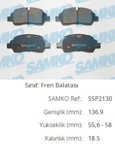 05P2130 Fren Balata Arka Ford Transit 2.2 Tdci 2014-