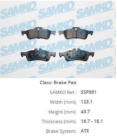 L10-1453 Fren Balata Arka Mini Mini (R50,R53) Cooper 1.6i 16v 16.10mm 2001-2006