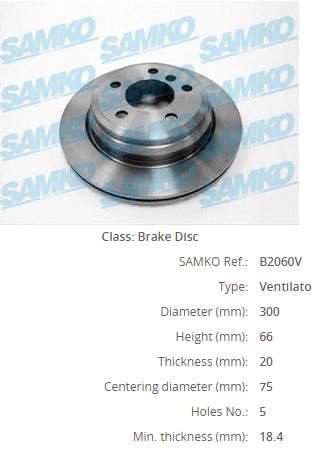 B2060VR Fren Diski Arka Havali Kaplamali Bmw 3 Serisi (F30) 320 D Xdrive 5 Bijon 300x20x75x66 2011-