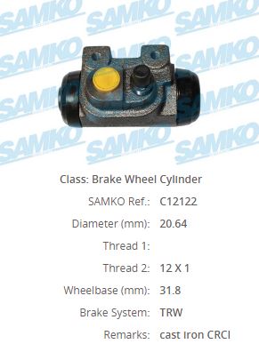 145702 Fren Silindiri Arka Sag Dokum 20,64 Mm Renault Clio I 1.4 - 1.2 1990-1998