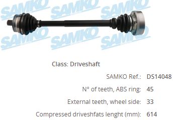 VW-8018 Komple Aks Sol On Volkswagen Passat (3b2) 1.8 T Absli 45 Dis Uzunluk 614mm 1996-2000