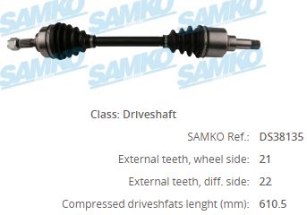 PE-8001 Komple Aks Sol On Peugeot 206 (2a/C) 1.4i 16v Uzunluk 610mm 1998-2006
