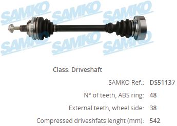 MHR-18547 Aks Komple Ön Transporter T4  90-03 / Sol-Sağ Aja-Acv 2.4d-2.5 Tdi Absli-Abssiz 48 Diş 540,8mm