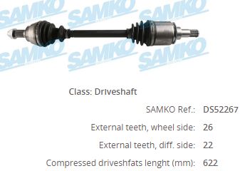 MN-8004 Komple Aks Sol On Mini Cooper (R50,R53) 1.6 M-T / Cooper One (R50,R53) 1.6 M-T Uzunluk 616mm 2001-2006