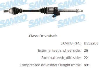 MN-8005 Komple Aks Sag On Mini Cooper (R50,R53) 1.6 M-T / Cooper One (R50,R53) 1.6 M-T Uzunluk 886mm 2001-2006