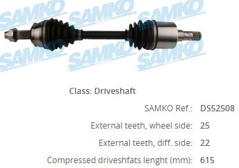 OP-8017 Komple Aks Sol On Uzunluk 616mm Opel Corsa D 1.3 Cdti (Dtj) 2006-2014 / Chevrolet Aveo 1.4 2011-