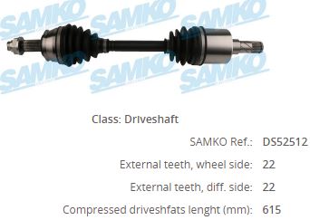 OP-8025 Komple Aks Sol On Opel Corsa D 1.2 M-T Uzunluk 615mm 2006-2014