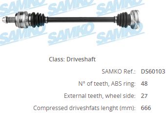BM-8024A Komple Aks Sag Arka Bmw 3 Serisi (E90) 320 I A-T Absli 48 Dis Uzunluk 664 Mm 2005-2011