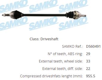 OP-8074A Komple Aks Sag On Absli 29 Dis Uzunluk 960mm Opel Vectra B 1.8i 16v 1999-2003