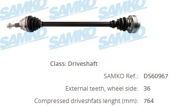 VW-8115 Komple Aks Sag On Uzunluk 764mm Volkswagen Golf V (1k1) 1.4 Tsi A-T 2003-2009/ Jetta Iii (1k2) 1.4 Tsi A-T 2005-2010/ Golf Plus (5m1) 1.4 Tsi 2006-2008