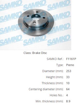 WBD1742 Fren Diski Arka Ford Focus 1998-2005 / Fiesta Vi 2013- / Scorpio 1994-1998 / Sierra 1982-1993