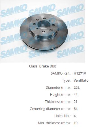 VAL-186438 Fren Diski On Havali (262-4)-(Honda  Civic 94-01 1.4 / 1.6 / Civic 01-05 Vtec/Rover-25 00/06/Rover-45 00/06/Rover-200 95/00/Rover-40