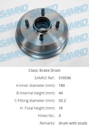 WDR1080 Fren Kampanasi Arka Ford Escort Dar Tip (180mm)