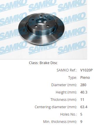 BOS-0986479691 Fren Diski Arka 280mm (V40) (13-)