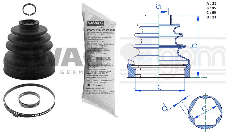 GKN-306942 Ic Aks Korugu (Vw Golf 04-14  Passat 06-11  Audi A3 04-08  Seat Leon 06-10 Skoda Octavia 04-)