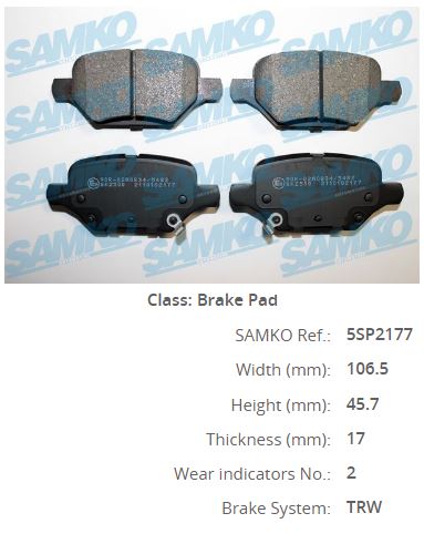 SWAG 33103880 Arka Fren Balatasi Opel Mokka X 12> Chevrolet Trax 12>