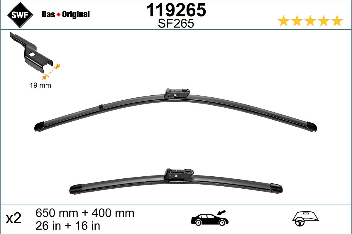 KRG-MS6538B Arac Bazli Silecek Seti 650-380mm Fiat 500l (199,Cfa) / Ford Fiesta Vii -8