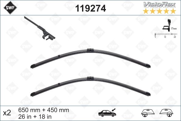 KRG-MS6545B Arac Bazli Silecek Seti 650-450mm Bmw Serisi 5 (F10) / Bmw Serisi 7 (F01-F02-F04)