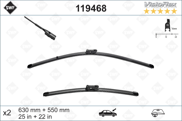 KRG-MS6255 Arac Bazli Silecek Seti 625-550mm Porsche Cayenne (9ya) / Volkswagen Tiguan (Ad1- Bt1) / Volkswagen Touareg (Cr7)