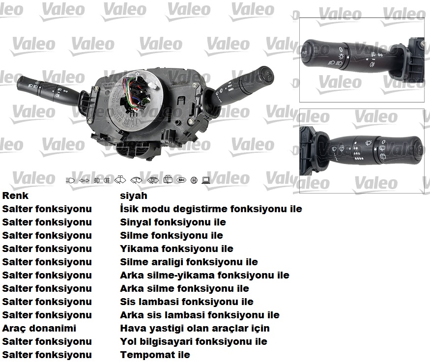 ZSW1564 Far Silecek Kumanda Kolu Komple 15+7+6+9 Pin Renault Megane Ii Hb 2002-2008