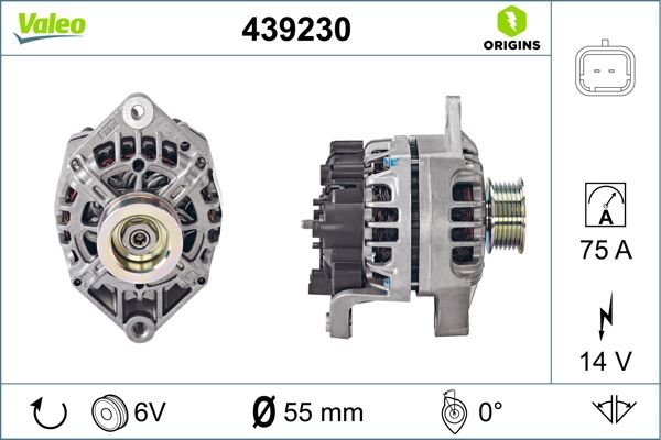VAL-439230 Alternator 12 V 75a Renault Kangoo, Megane 1,9 Dci