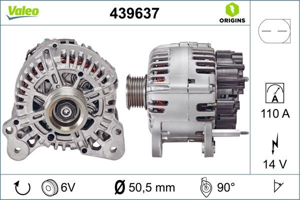 VAL-439637 Alternator 12 V 110a Volkswagen Golf V / Vi 05- /  Jetta Iii - Iv 1,4 Tsi  06-