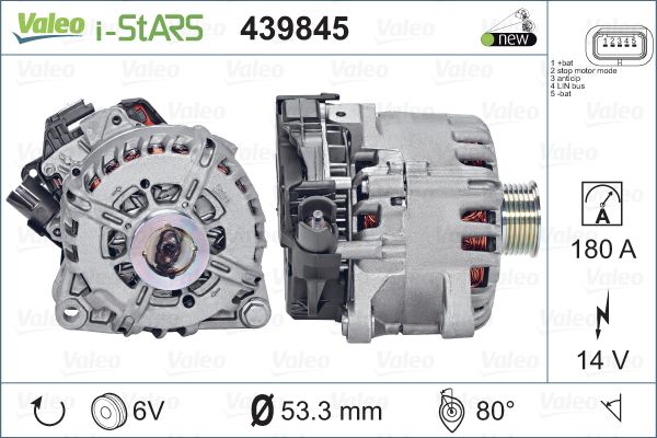VAL-439845 Alternator 180 A ( Citroen   C3 Ii 1.6 Hdi 09-16 C4 14- C5 10- Ds3 13-15 / Peugeot  208 1.6 Hdi 12-