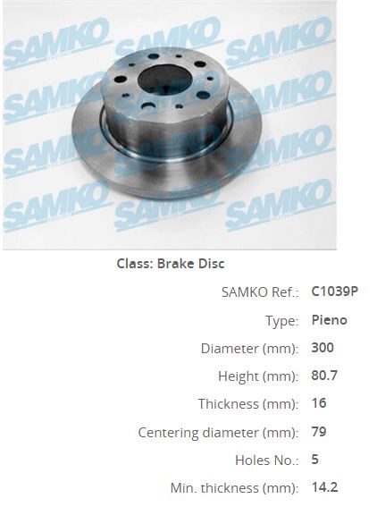 VAL-497023 Fren Diski Arka 300mm Adet ( Fiat Ducato Citroen Jumper Peugeot Boxer 06-)