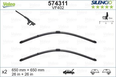 VAL-574311 Silecek Takim Mercedes E Seri W211  2002 / Vag Touareg/Cayenne 650/650mm