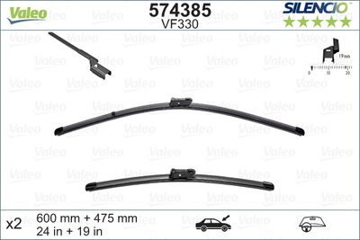 VAL-574385 On Silecek Takim Top Lock 600 475mm Vw Skoda