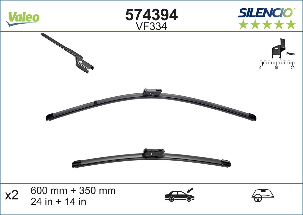 KRG-MS6035 Arac Bazli Silecek Seti 600-350mm Fiat 500 (312..) / Fiat 500c (312..) / Fiat 500x -334 / Opel Mokka / Mokka X / Chevrolet Trax / Renault Zoe (Bf) / Hyundai Ix20 (Jc)