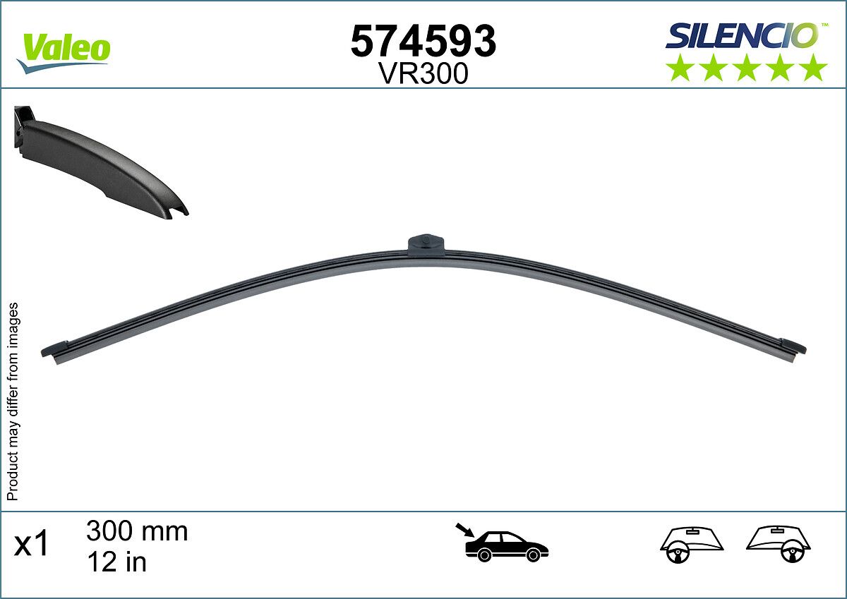 VAL-574593 Valeo Silencio X-Trm Flat Blade Vr52 (X1) (300 Mm) (Arka) Audi A1 Sportback (12.2018 / )